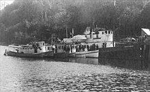 George R. Vosburg (large vessel on right) circa 1913 at Nehalem, Oregon. Vosburg and boats at Nehalem circa 1913.jpg