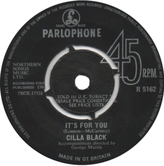 <span class="mw-page-title-main">It's for You</span> 1964 single by Cilla Black