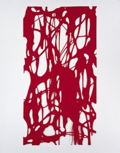 Arturo Herrera, Each Other, wool felt, 213 x 111 cm, 2002. Linda Pace Foundation Collection. Arturo Herrera Each Other 2002.jpg
