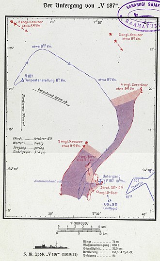 Movement and actions of V187 including sinking (German perspective) Der Untergang von "V 187".jpg