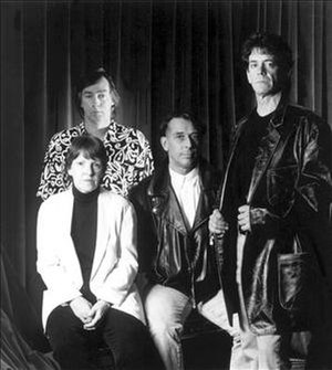 The Velvet Underground reformed in 1993. From left to right: Morrison (at back), Tucker, Cale and Reed.
