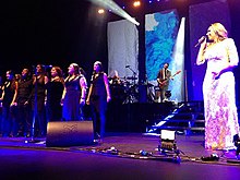 Lewis performing "Run" with The Big Sing Choir at the London Palladium on 5 March 2016. Leona Lewis performing Run with Big Sing Choir.JPG