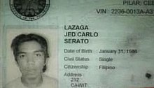 Una tarjeta de identificación filipina, perteneciente a Lazaga