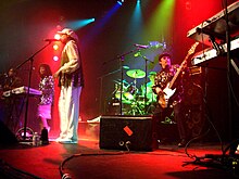 The Original Family Stone live, 2006. Jerry Martini, Rose Stone, and Cynthia Robinson Stone3.jpg