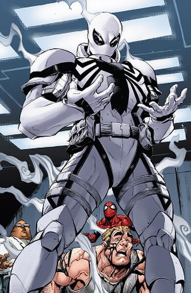 Flash Thompson's debut as Agent Anti-Venom on Amazing Spider-Man: Venom Inc. Alpha#1 (Oct. 2017). Art by Ryan Stegman.