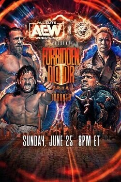 Promotional poster featuring Bryan Danielson, Kazuchika Okada, Kenny Omega, and Will Ospreay