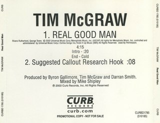 <span class="mw-page-title-main">Real Good Man</span> 2003 single by Tim McGraw