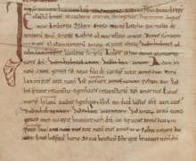 Start of the chronicle, here entitled LIBER CRONICORUM BEDANI PRESBYTERI (Book of the Chronicles of Bede the Priest) Chronicle of Moissac.png