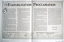 The Evangelization Proclamation, issued in 1994, pledged that the ICOC would establish a church in every country that had a city of at least 250,000 within six years. EvangProcl..jpg