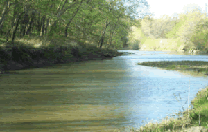 The Loutre River as seen at the Loutre Lick Public Fishing Access south west of Mineola, Missouri.