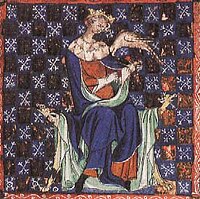 The "softe and god" King Stephen, or Stephen of Blois, whom the Peterborough author blames for The Anarchy. Stephenblois.jpg