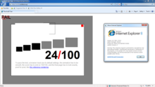 Internet Explorer's failure (24/100) of the Acid3 rendering test Acid3ie8.PNG