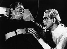 Strange (left) and Boris Karloff in the 1944 horror film, House of Frankenstein