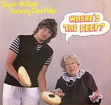 The picture sleeve of a "Where's the Beef?" single, recorded by Coyote McCloud and Clara Peller, based on her advertisement catchphrase Picture sleeve of "Where's the Beef%3F".jpg