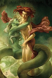 The one-shot comic cover of Willow: Goddesses and Monsters showing the character in an embrace with Aluwyn. Artwork by Jo Chen.