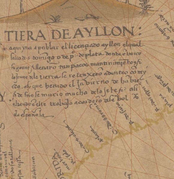 File:Detail Ayllon Map of Diego Ribero 1539.jpg