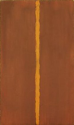 Onement 1, 1948. Museum of Modern Art, New York. The first example of Newman using the so-called "zip" to define the spatial structure of his painting