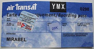 <span class="mw-page-title-main">Boarding pass</span> Document provided to an air-travel passenger functioning as a ticket.