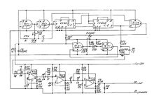 Sensurround pseudorandom number generator circuit on the patent, to create low frequency rumble. SensurroundRumbleGenerator.jpg