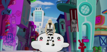 Stefani during the music video, where she is shown sitting atop a cloud emoji. Spark the Fire Video.png