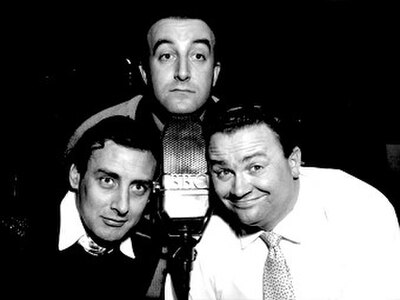 Sellers (top), with Spike Milligan (left) and Harry Secombe (right) in the BBC's The Goon Show