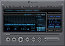 The Main Window in JetAudio 8.0.17 wearing the "Default Gunmetal Grey" skin. JetAudio main window (Default Gunmetal Grey).png