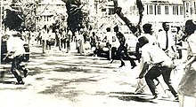 Members of the House of Israel pursue Bernard Darke on the morning of 14 July 1979. Murder of Bernard Darke.jpg