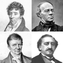 Early influences (clockwise from top left) Luigi Cherubini, Fromental Halévy, Friedrich von Flotow, Louis-Pierre Norblin (Source: Wikimedia)