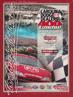 2003 Carolina Dodge Dealers 400 NASCAR race at Darlington Raceway