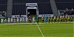 Milton Keynes Dons F.C. Women lining up against Watford at Stadium MK in September 2020 Milton Keynes Dons FC Women line up against Watford FC Ladies.jpg