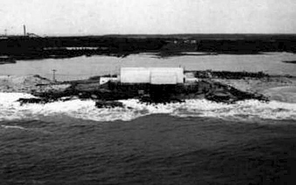 NAVFAC Cape May (1955-1962) Terminal Building on WWII Coast Artillery bunker before storm damage forced move to Fort Miles in Delaware where it became