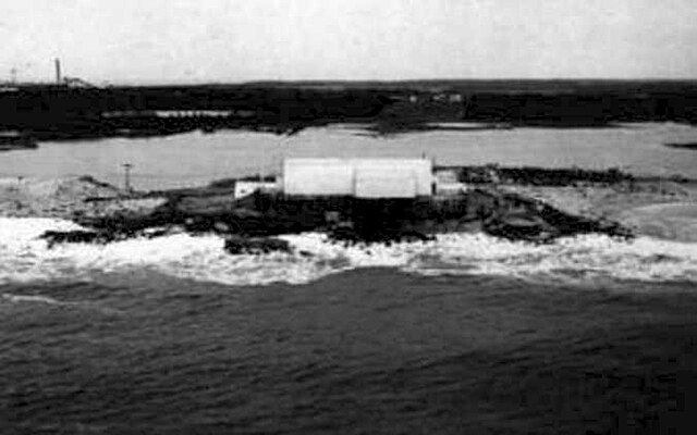 NAVFAC Cape May (1955-1962) Terminal Building on WWII Coast Artillery bunker before storm damage forced move to Fort Miles in Delaware where it became