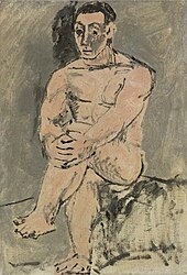 Pablo Picasso, 1906, Seated Male Nude (Homme nu assis), oil on canvas, 34.9 x 24.1 cm, Barnes Foundation Pablo Picasso, 1906, Seated Male Nude (Homme nu assis), oil on canvas, 34.9 x 24.1 cm, Barnes Foundation.jpg