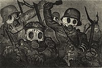 Stormtroopers Advancing Under Gas, etching and aquatint by Otto Dix, 1924