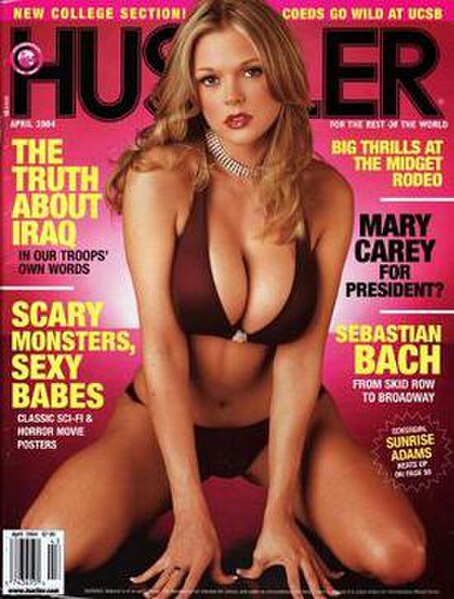 Sunrise Adams on the April 2004 cover of Hustler