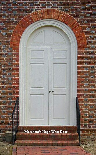Compass Door: note rounded arch. Merchant's hope west door.jpg