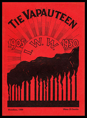 Although an official publication of the Industrial Workers of the World only from February 1921 through March 1929, Tie Vapauteen was an enthusiastic supporter of the IWW for its entire 19-year existence. Tie-Vapauteen-cover-July-1930.jpg