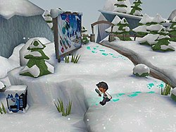 The player looking for footprints during one of the cases. MySims Agents Wii Gameplay.jpg