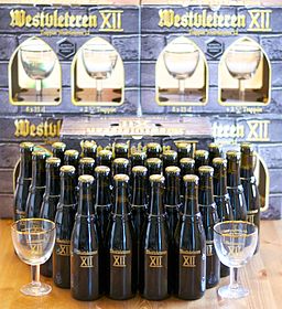 Westvleteren XII with gift packaging and glasses Thirty bottles of Westvleteren XII with gift packaging.jpg