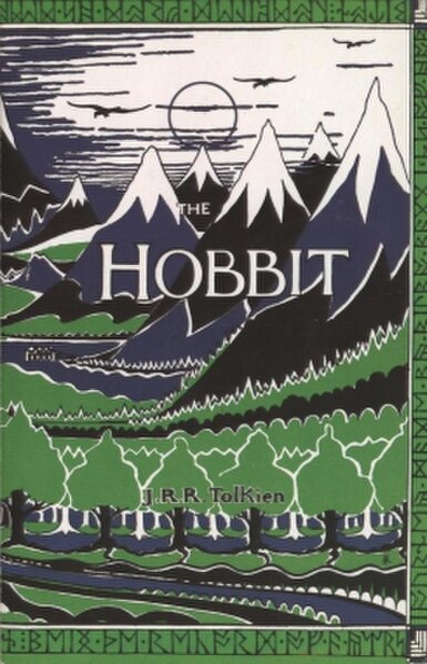 Dustcover of the first edition of The Hobbit, taken from a design by the author