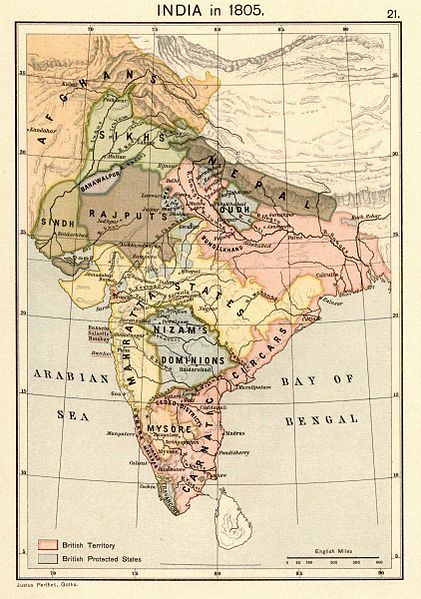 The Indian subcontinent in 1805.