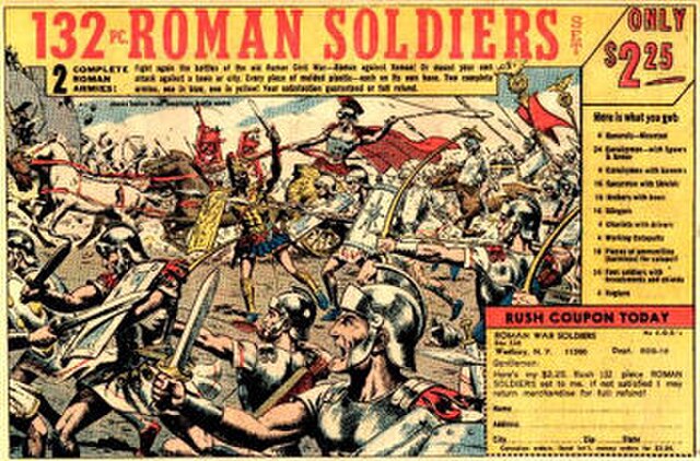 One version of Heath's "Roman Soldiers" ad that appeared for years on the backs of 1960s and 1970s comic books