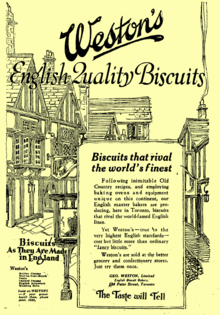 Advertisement for Weston's English Quality Biscuits, Toronto Daily Star, November 15, 1922 Weston's English Quality Biscuits ad Toronto Daily Star Nov 15 1922.png