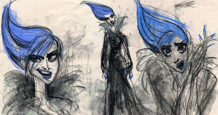 Early concept art depicting a darker version of Elsa inspired by Amy Winehouse.