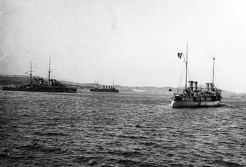 File:French cruisers Guichen and Chateaurenault and the battleship France during World War I.jpg