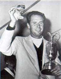 Lema holding the Claret Jug after his 1964 Open Championship