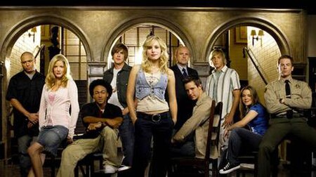 The main characters of the third season from left to right: Weevil, Parker, Wallace, Piz, Veronica, Keith, Logan, Dick, Mac and Don.