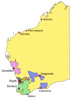 West Digital Television station broadcast areas: SDW (green), VDW (blue), GDW (fuchsia), WDW (yellow) GWN licence areas.svg