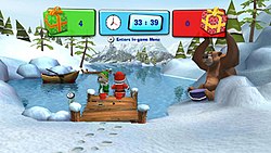 A gameplay screenshot of Hubert the Teddy Bear: Winter Games presenting the fishing mini-game. HubertTheTeddyBearWinterGame Screen1.jpg