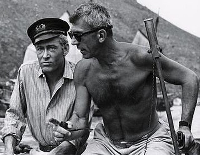 Brooks and Peter O'Toole on Lord Jim (1965) set in Cambodia
